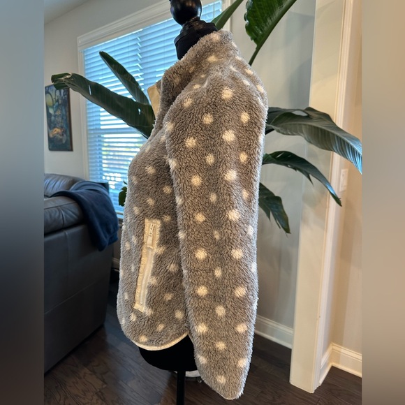 Talbots Gray Polka Dot Sherpa Jacket, Size SP Women - Picture 5 of 10